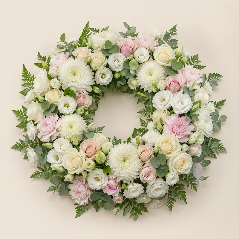 Classic blush and ivory floral wreath